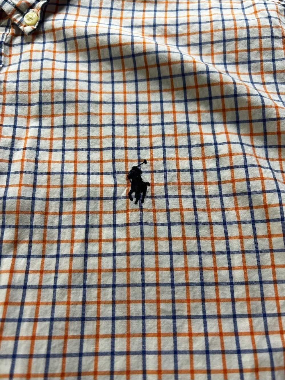 Ralph Lauren Men’s Orange and Blue Check Button-Down Shirt